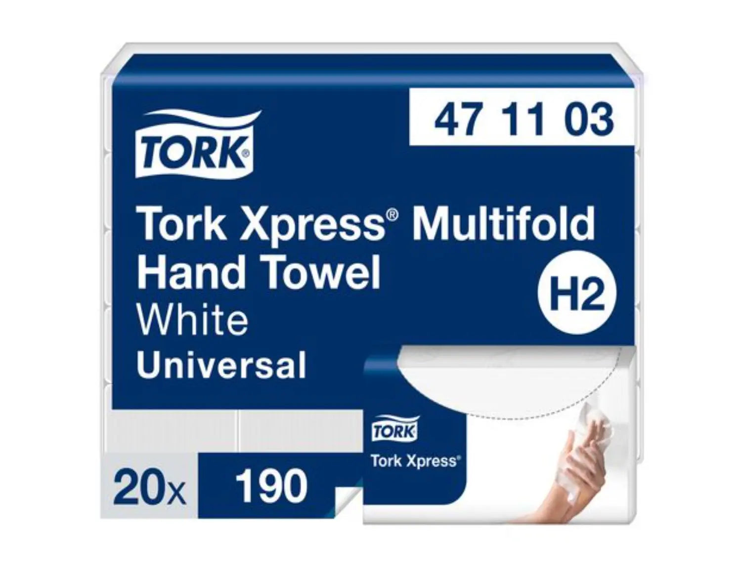 Handduk TORK Uni H2 2-lag vit 3800/fp - Primmeshiper