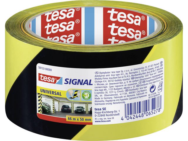 Golvmarkering TESA Sign. 50mmx66m sv/gul - Primmeshiper