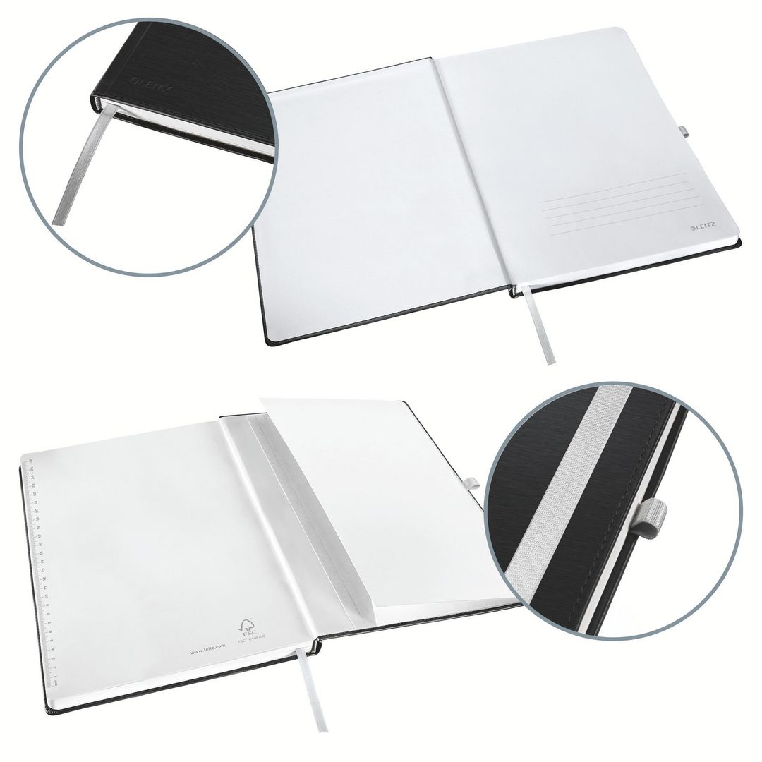 Ant.bok LEITZ Style A5 H rut. 80bl svart Primmeshiper