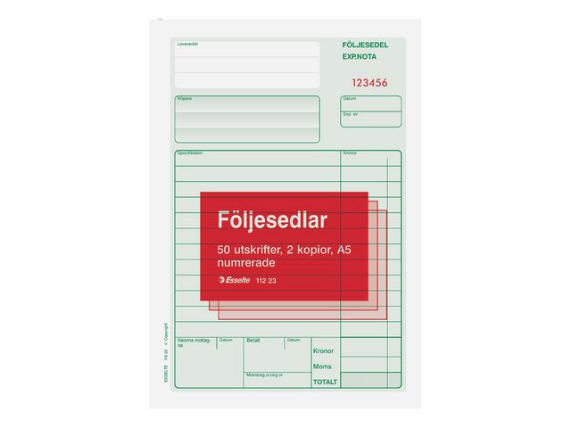 Blankett följesedel A5 3x50 bl num Primmeshiper