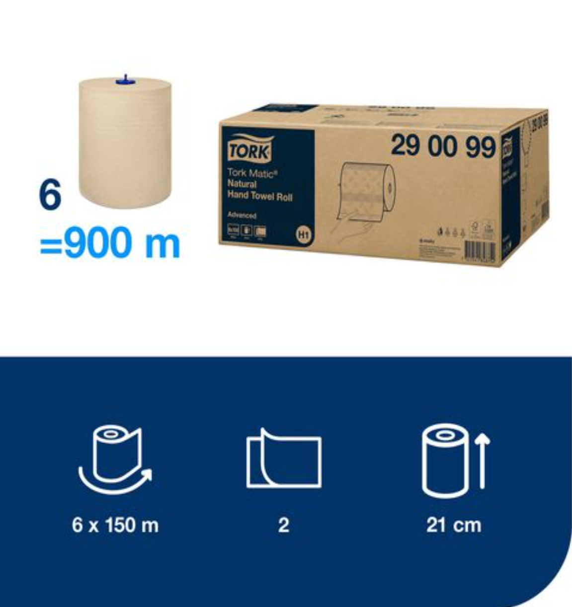 Handduk TORK Adv H1 natur 150m - Primmeshiper