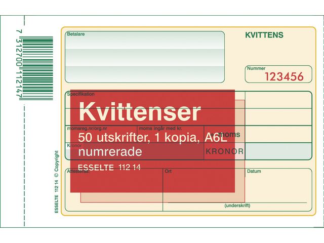 Blankett kvittens numrerad A6L 2x50 blad - Primmeshiper