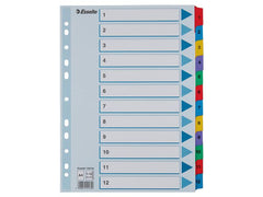 Kartongregister m. plastfl. A4 1-12 färg - Primmeshiper